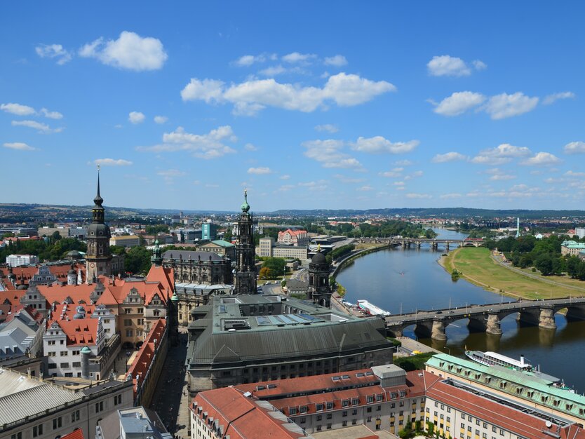 Tagesausflug nach Dresden, Elbe, Panorama, Vogelblick