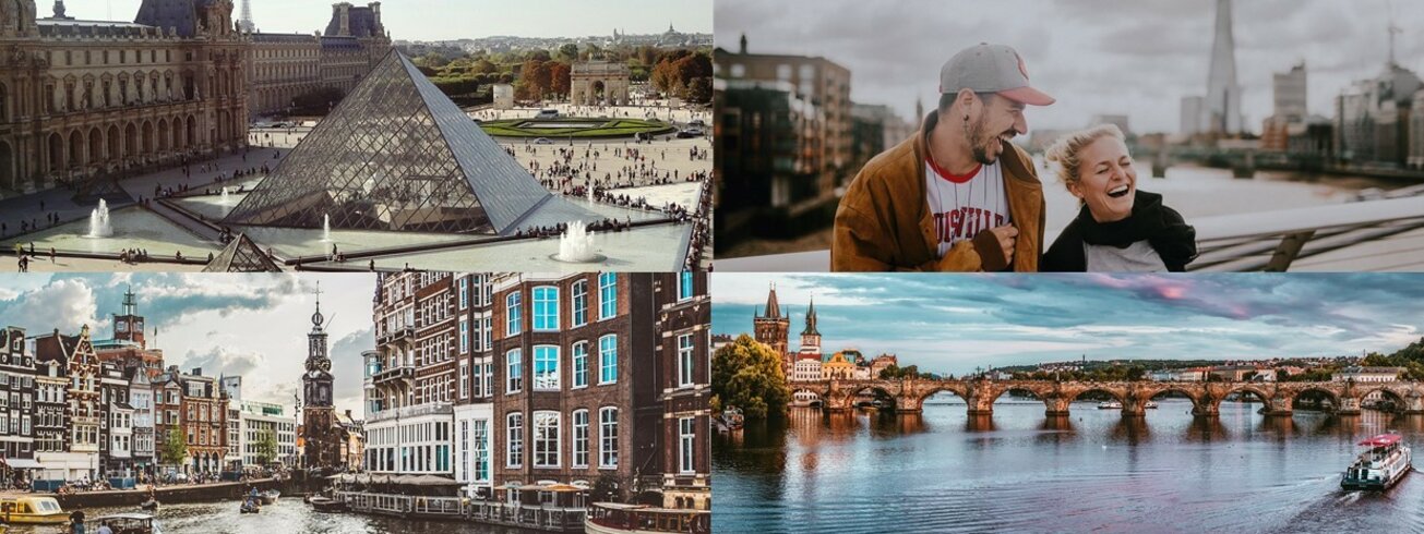 Collage, London, Amsterdam, Prag, Paris